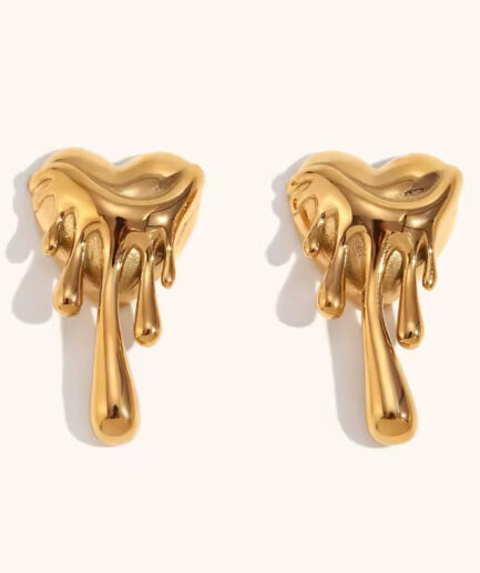 Heart Drippy Earings (Gold Plated)